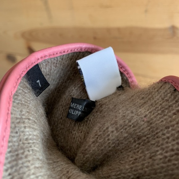 Portolano Leather Gloves Cashmere Lined 15" Long Pink Buckles Sz 7 Buttery Soft - Picture 6 of 6